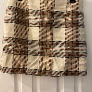 Plaid Cream and Brown Skirt